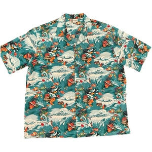 Aloha Republic Under The Sea Aqua Cotton Hawaiian Tropical Shirt Men’s Size 2XL